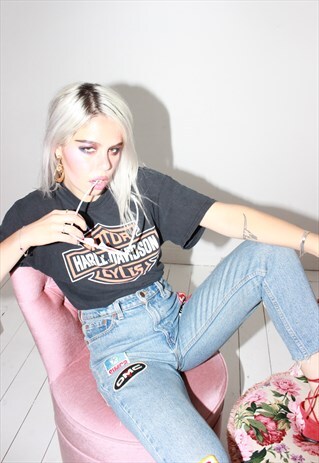 VINTAGE 90S BLACK FADED HARLEY DAVIDSON BIKER T-SHIRT