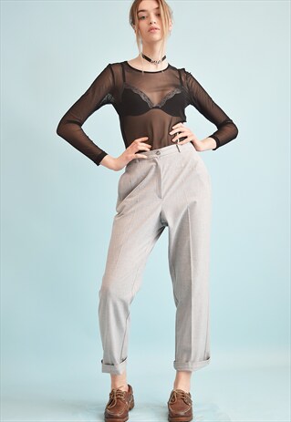 90'S RETRO CLASSIC CUT REGULAR WAIST TAPERED TROUSERS
