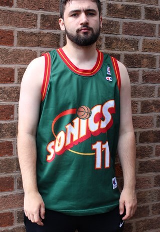 VINTAGE CHAMPION SEATTLE SONICS NBA BASKETBALL JERSEY VEST