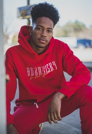 BORN RISKY RED EMBROIDERED HOODIE