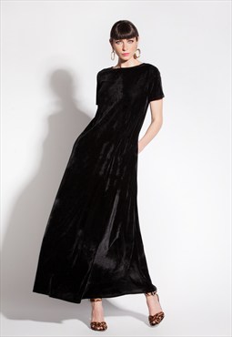 Black Velvet Dress / Long dress/ Party dress