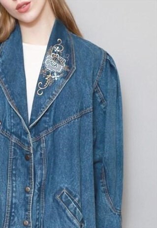 VINTAGE 1990'S OVERSIZED EMBROIDERED DENIM JACKET