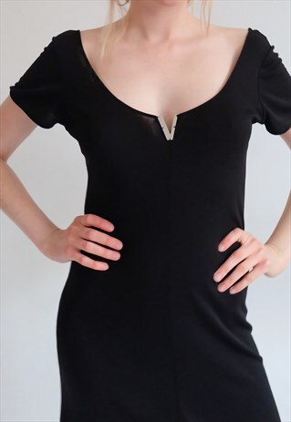 VINTAGE 90S VERSACE BLACK WIGGLE DRESS