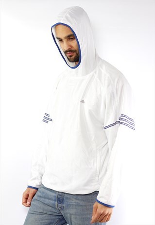 WHITE ADIDAS HOODIE TRACK JACKET 90S