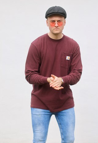 CARHARRT USA MAROON LIGHTWEIGHT POCKET SWEATSHIRT