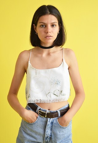90'S STYLE BOHO FESTIVAL FLORAL PATTERN PRINT CROP TOP