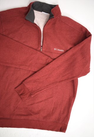 VINTAGE 90S COLUMBIA RED MARLE 3/4 ZIP SWEATSHIRT
