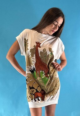 Vintage Safari Printed T-Shirt Dress.