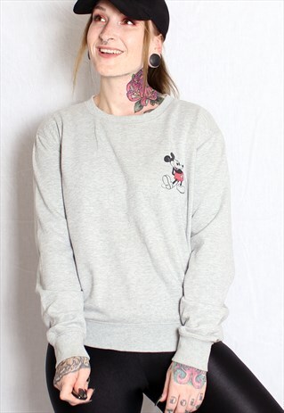 VINTAGE GREY MICKEY MOUSE DISNEY SWEATER