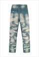 BLUE WASHED DISTRESSED DENIM JEANS PANTS TROUSERS