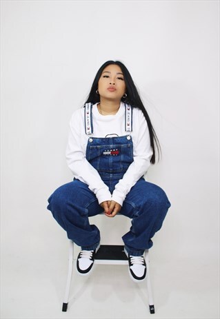 VINTAGE TOMMY HILFIGER LONG DENIM DUNGAREES / OVERALLS.