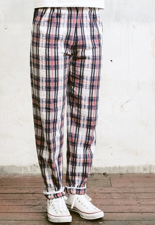 VINTAGE 80S CHECK PRINT TROUSERS