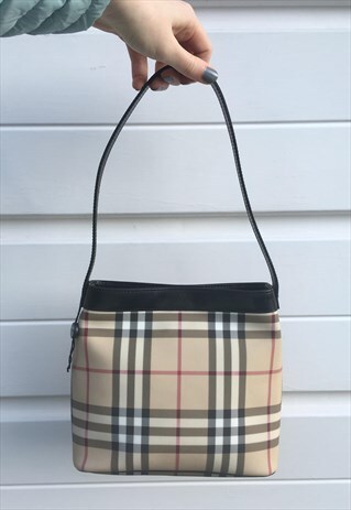 WOMENS BURBERRY HANDBAG BEIGE NOVA CHECK BAG PURSE