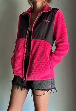 Vintage Fila Sport Pink and Black Fleece Jacket