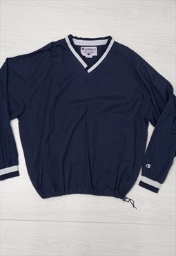Vintage 90s Shell Sweatshirt Navy Blue 