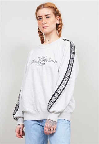 VINTAGE 90'S CHAMPION USA GREY TAPE SLEEVE SWEATER