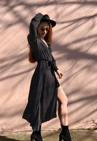SELF-TIE ASYMMETRIC DRESS WITH BUTTONS