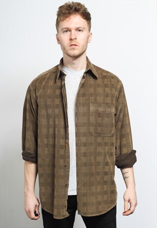 VINTAGE CORDUROY CORD SHIRT BROWN