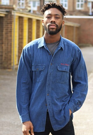 VINTAGE // 90'S // DENIM STYLE SHIRT