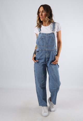 DENIM DUNGAREES OLD NAVY WIDE TAPERED LEG UK 10 SMALL C92T