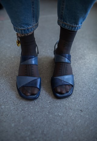VINTAGE 60'S BLUE LEATHER SANDALS