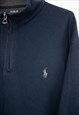 VINTAGE RALPH LAUREN 1/4 ZIP JUMPER IN BLUE L