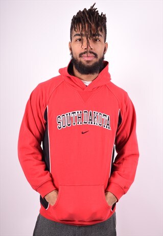 NIKE MENS VINTAGE HOODIE JUMPER LARGE RED 90'S