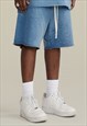 BLUE WASHED HEAVY COTTON RELAXED FIT SHORTS