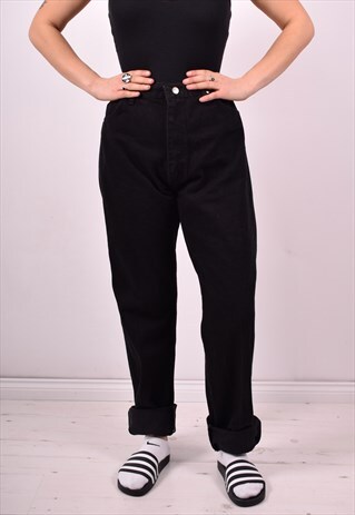 WRANGLER WOMENS VINTAGE JEANS W28 L36 BLACK 90S
