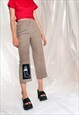 VINTAGE CROPPED TROUSERS REWORKED ART PATCH WIDE-LEG PANTS