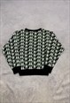 VINTAGE KNITTED JUMPER ABSTRACT PATTERNED KNIT SWEATER