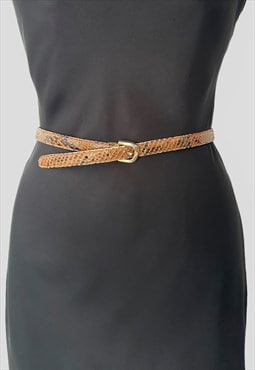 70's Vintage Brown Thin Ladies Leather Belt