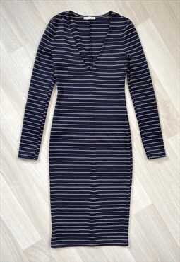 Stripe Print Midi Dress