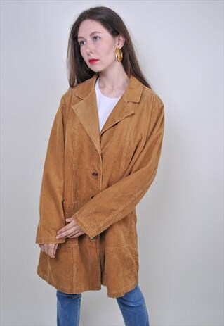 80S BROWN CORDUROY COAT, VINTAGE SPRING TRECH JACKET