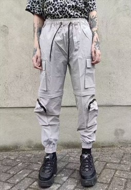 Detachable cargo joggers 2 in 1 slim fit shorts & pants grey