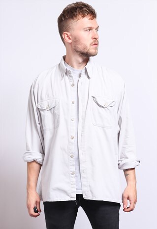 VINTAGE CORDUROY CORD SHIRT GREY