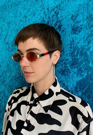 OVAL 90'S STYLE SUNGLASSES - SEPIA