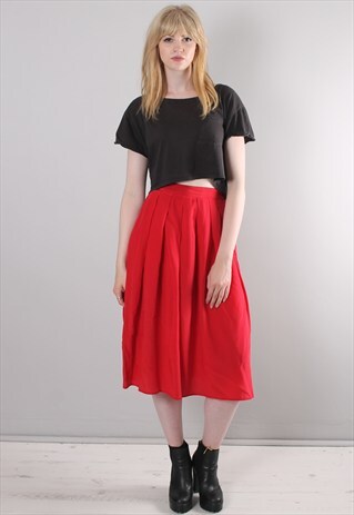 VINTAGE 80S RED POLKA DOT SILK SKIRT