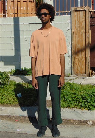 90S MINIMALIST SPORTWEAR TEXTURED PEACH PINK SILK SHIRT XXL