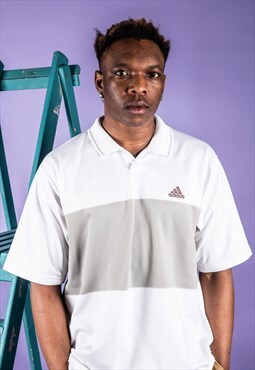 Vintage Adidas Polo Shirt in White with Embroider Logo