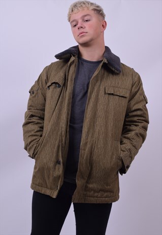 VINTAGE 90'S MILITARY GREEN CAMO PADDED JACKET COAT MEDIUM