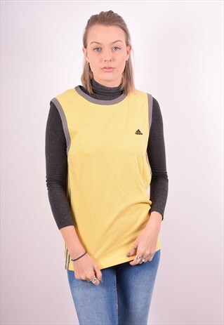 ADIDAS WOMENS VINTAGE VEST TOP MEDIUM YELLOW 90S