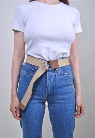 90S BROWN BEIGE COTTON BELT, VINTAGE CASUAL ACCESSORIES