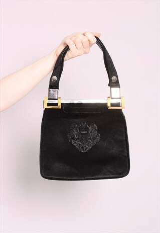 VINTAGE 60S VELVET EMBOSSED BOX CLASP HANDBAG