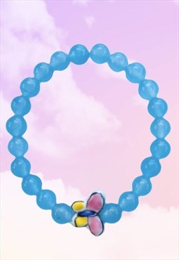 Rainbow Butterfly - Blue Aventurine Beaded Gemstone Bracelet