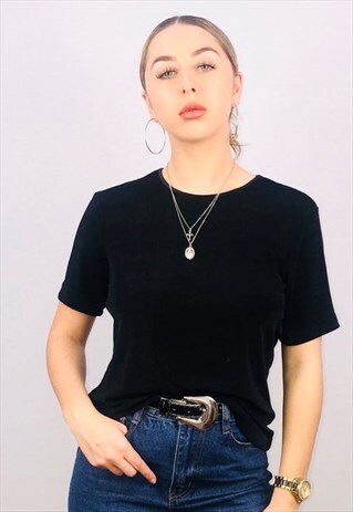 VINTAGE OVERSIZED SILKY BLACK TEE