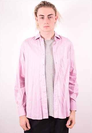 VALENTINO MENS VINTAGE SHIRT MEDIUM PINK 90S