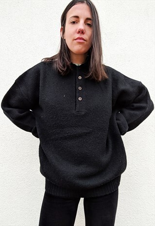 VINTAGE WOOL BLACK OVERSIZED JUMPER