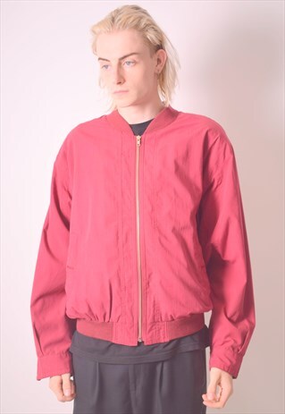 MENS VINTAGE BOMBER JACKET XL MAROON 90S