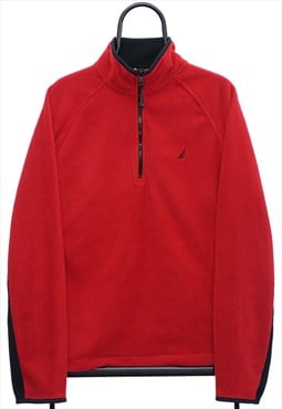 Vintage Nautica Red Quarter Zip Fleece Mens